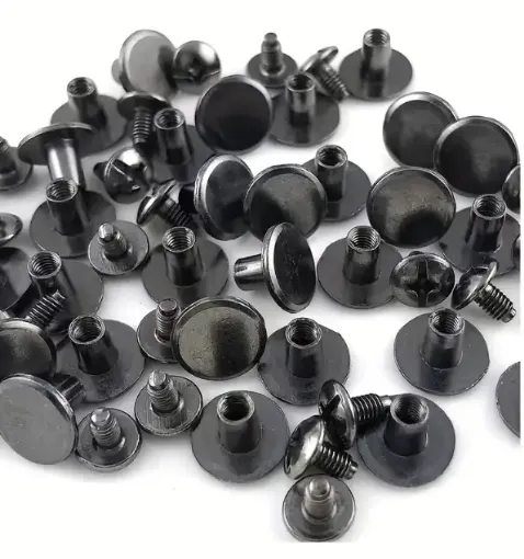 tornillos remaches chicago cabeza plana m5 acero inoxidable cuero encuadernacion 6mm x10 set negro 0