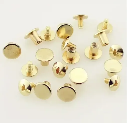 tornillos remaches chicago cabeza plana m5 acero inoxidable cuero encuadernacion 6mm x10 set dorado 0