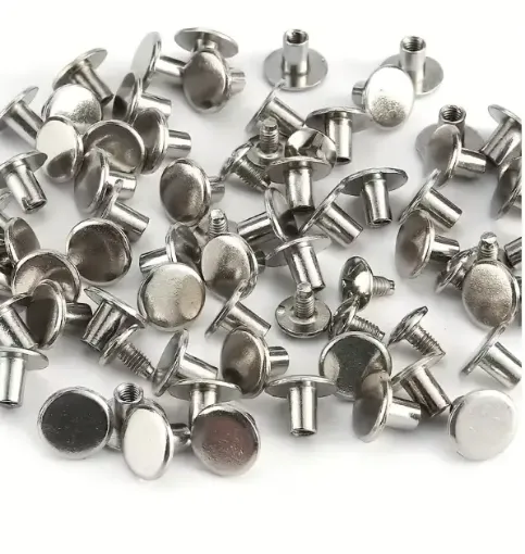 tornillos remaches chicago cabeza plana m5 acero inoxidable cuero encuadernacion 6mm x10 set niquel 0