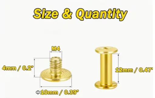 tornillos remaches chicago phillips m5 acero inoxidable cuero encuadernacion 12mm x5 set oro 0