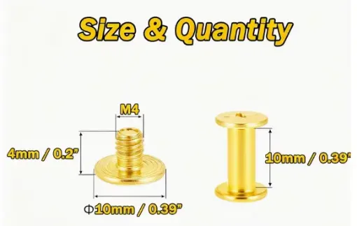 tornillos remaches chicago phillips m5 acero inoxidable cuero encuadernacion 10mm x5 set oro 0