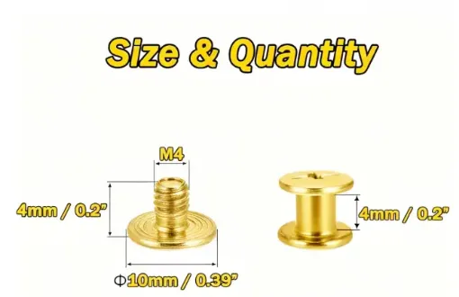 tornillos remaches chicago phillips m5 acero inoxidable cuero encuadernacion 4mm x5 set oro 0