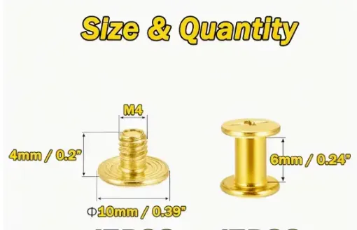 tornillos remaches chicago phillips m5 acero inoxidable cuero encuadernacion 6mm x5 set oro 0