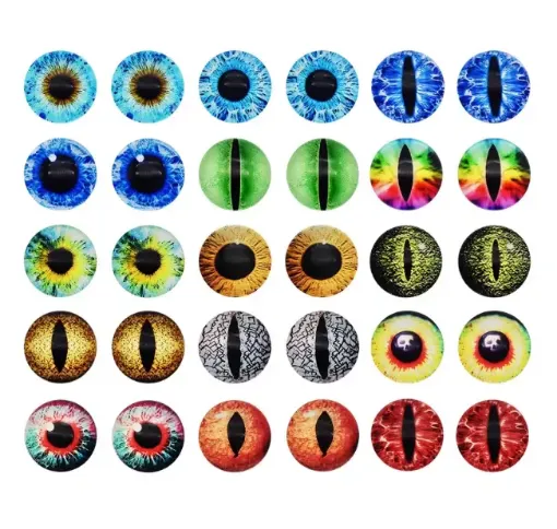 ojos realistas vidrio 6mms para amigurumis peluches dragon gato buho x30 unidades 15 pares surtidos 0