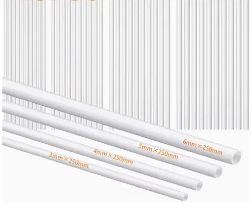 varillas plastico abs huecas forma tubo medida set x4 unidades 25cms medidas 3 6mms 0
