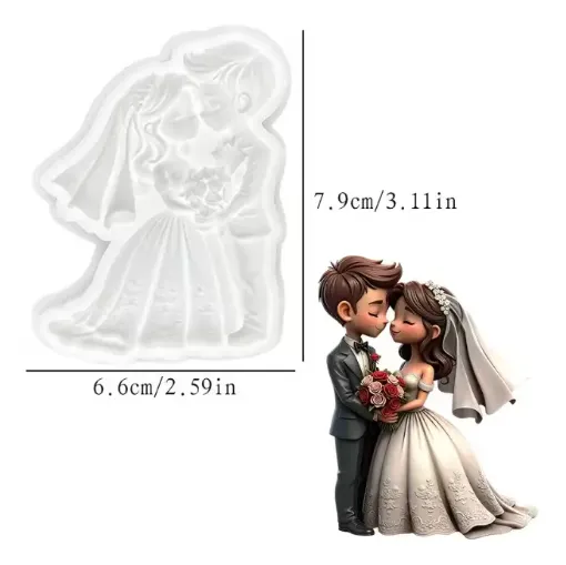 molde silicona para resina epoxi porcelana masas modelo parejita novios medida 79x66mms 0