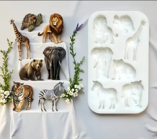 molde silicona para resina epoxi porcelana masas modelo animales la pradera x7 medida 105x62mms 0
