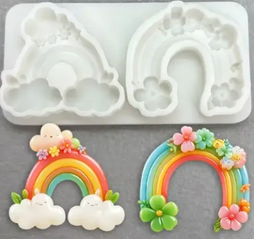 molde silicona para resina epoxi porcelana masas modelo arcoiris x2 medida 88x44mms 0