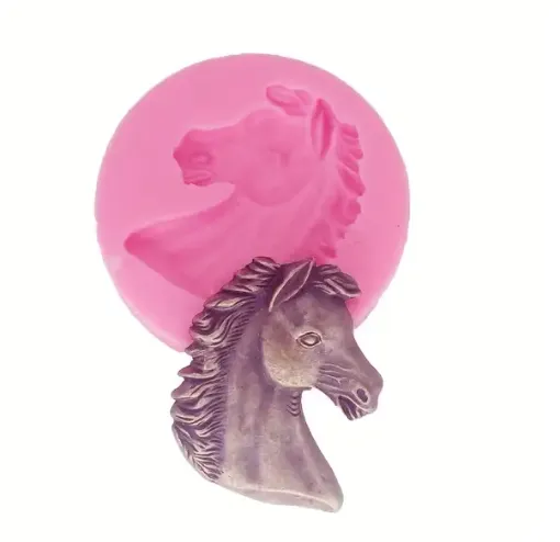 molde silicona para resina epoxi porcelana masas modelo cabeza caballo chica medida 45x45mms 0