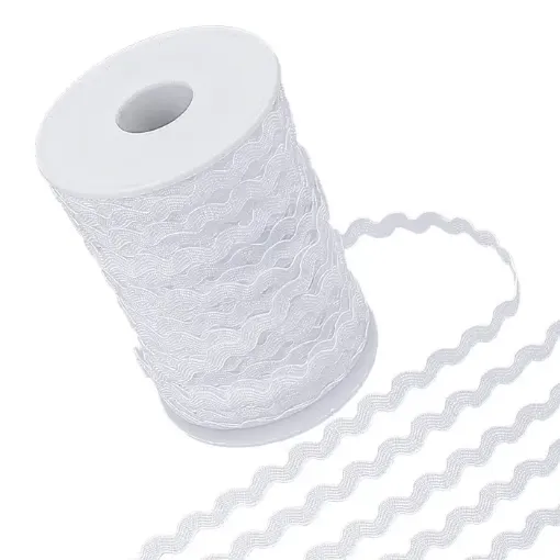 galon ribete poliester ondulado 5mms color blanco rollo 25mts aprox 0