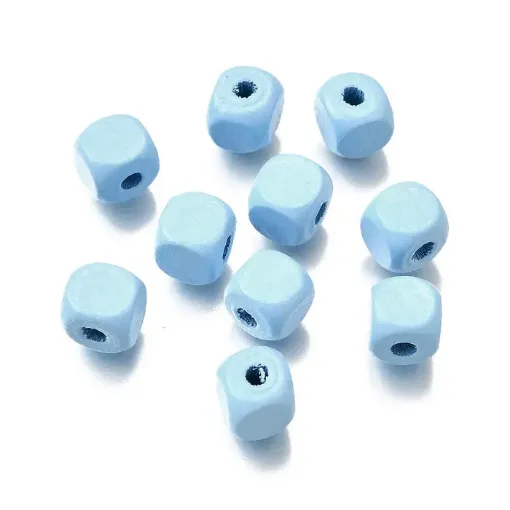 cuentas madera cubo 8mms pintadas x500 unidades color celeste 0