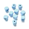 cuentas madera cubo 8mms pintadas x50 unidades color celeste 0