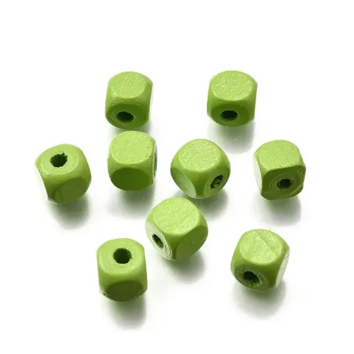 cuentas madera cubo 8mms pintadas x500 unidades color verde limon 0