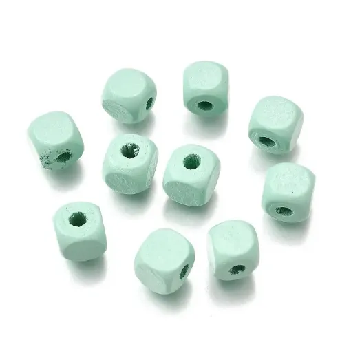 cuentas madera cubo 8mms pintadas x500 unidades color verde agua 0