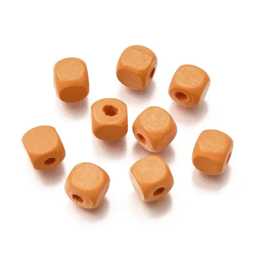 cuentas madera cubo 8mms pintadas x500 unidades color naranja 0