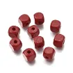 cuentas madera cubo 8mms pintadas x50 unidades color rojo fuerte 0