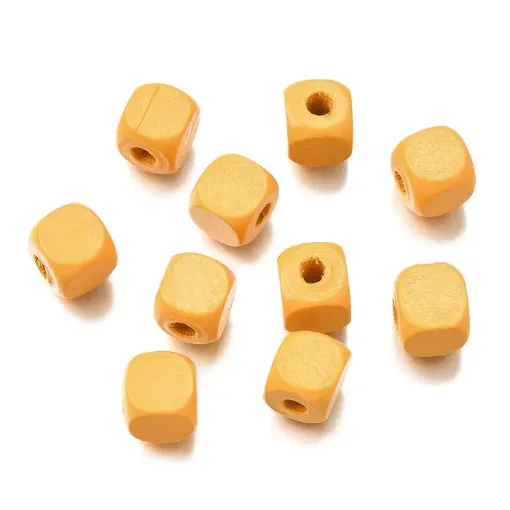 cuentas madera cubo 8mms pintadas x500 unidades color amarillo oro 0