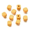 cuentas madera cubo 8mms pintadas x50 unidades color amarillo oro 0