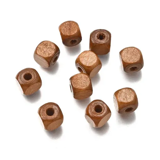 cuentas madera cubo 8mms pintadas x500 unidades color marron siena 0