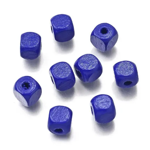 cuentas madera cubo 8mms pintadas x50 unidades color azul 0