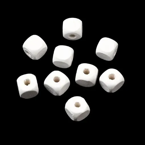 cuentas madera cubo 8mms pintadas x500 unidades color blanco 0