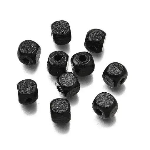 cuentas madera cubo 8mms pintadas x500 unidades color negro 0