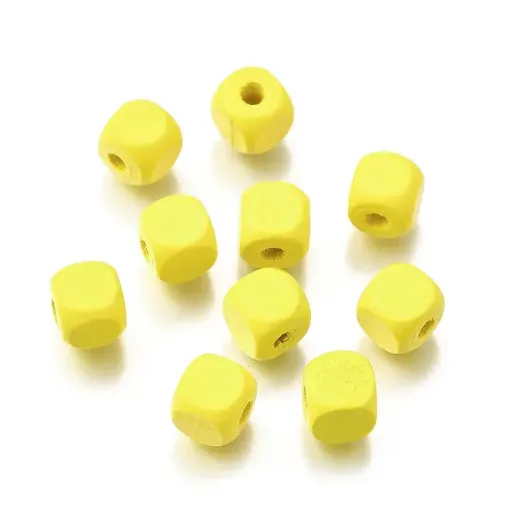 cuentas madera cubo 8mms pintadas x500 unidades color amarillo 0