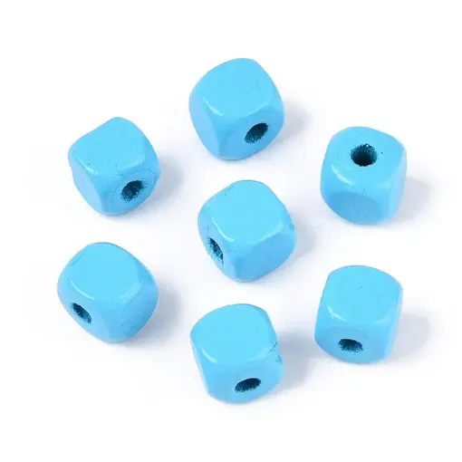 cuentas madera cubo 8mms pintadas x500 unidades color turquesa 0