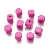 cuentas madera cubo 8mms pintadas x500 unidades color fucsia 0