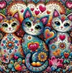 set pintura diamantes art gem 5d lamina 15x15cms motivo 3 gatos corazones jm276 0