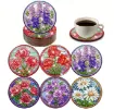 set pintura diamantes 5d adhesivos posavasos circular 10cms x6 unidades modelo florales 0