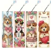set pintura diamantes 5d adhesivos marcapaginas marcador libro 15x5cms x4 motivos perros 0