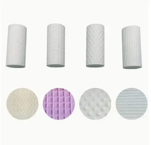 set 4 mini rodillos plastico para texturas arcilla polimerica masas sin mango medida 55x25mms 0