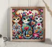 set pintura diamantes art gem 5d lamina 15x15cms motivo 3 gatos corazones jm276 5