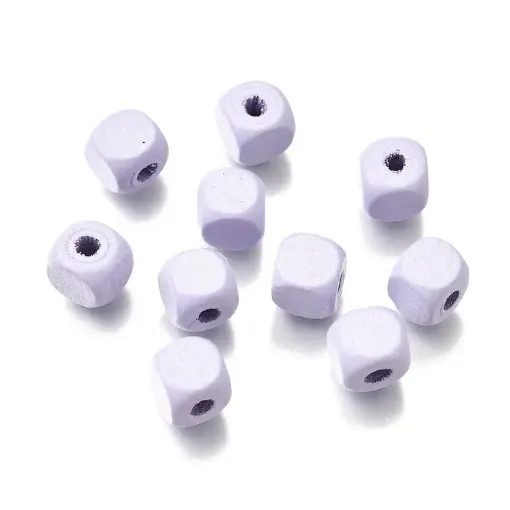 cuentas madera cubo 8mms pintadas x500 unidades color lila claro 0