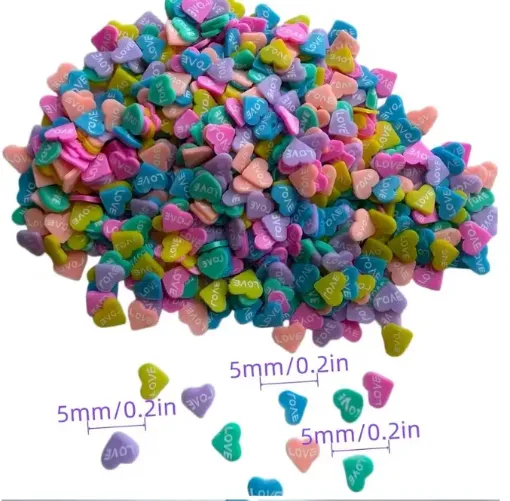 confetti arcilla polimerica forma corazon mini love 5mms x1000 unidades aprox multicolor 0