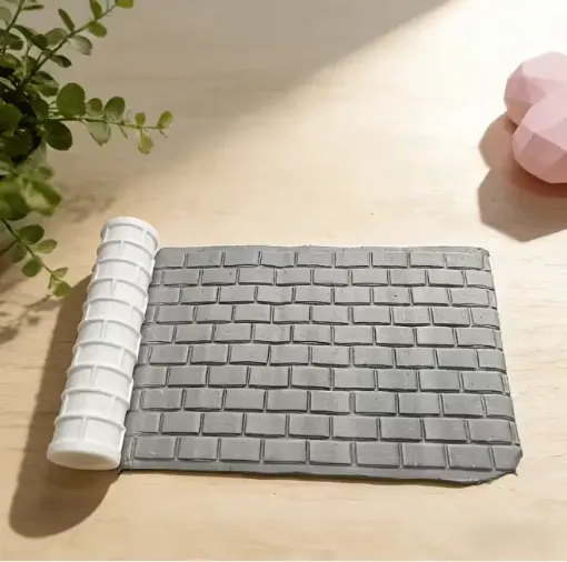 rodillo mini plastico para textura arcilla polimerica masas sin mango 100x25mms motivo ladrillos 0