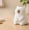 pieza impresion 3d abs modelo gato bostezando medida 50x50x60mms color blanco 1