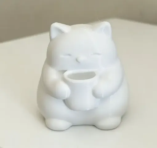 pieza impresion 3d abs modelo gatito taza medida 40x40x40mms color blanco 0