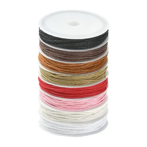 cordon algodon encerado fino 1mm carretel 7mts aprox set 8 colores diferentes 0