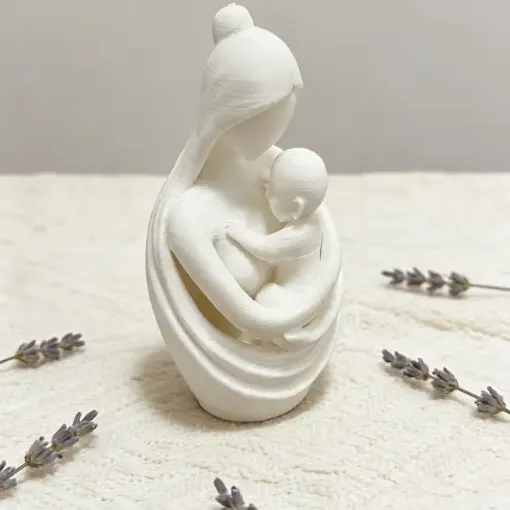 pieza impresion 3d abs modelo madre bebe abrazo medida 55x45x92mms color blanco 0