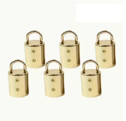 tapon metalico terminal para cuerda medida 12x27mms por 6 unidades tornillos color dorado 0