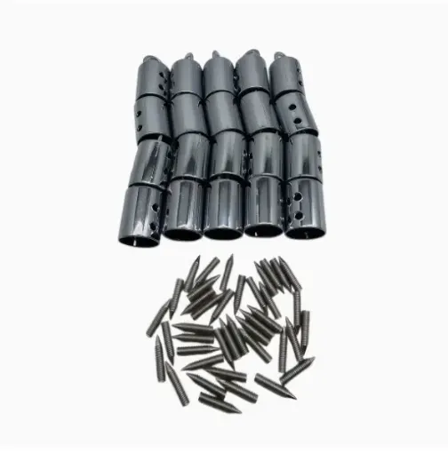 tapon metalico terminal para cuerda medida 13x26mms por 4 unidades tornillos color niquel 0