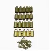 tapon metalico terminal para cuerda medida 13x26mms por 4 unidades tornillos color dorado 0