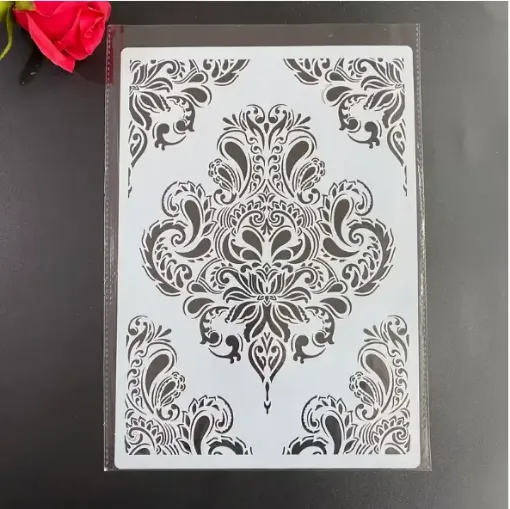 stencil plantilla reutilizable pet 30x21cms modelo patron floral por unidad 0