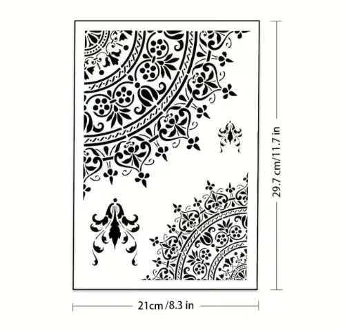 stencil plantilla reutilizable pet 30x21cms modelo mandala floral por unidad 0