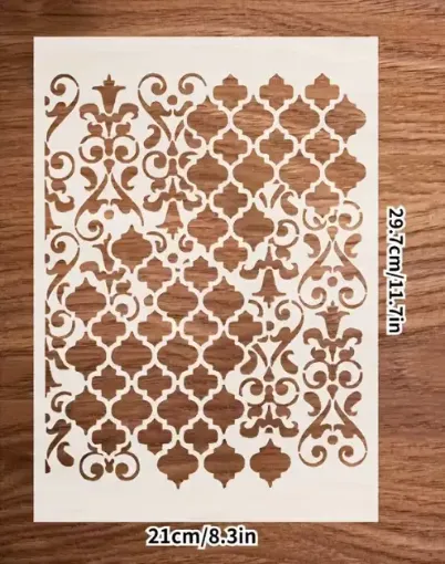 stencil plantilla reutilizable pet 30x21cms modelo patron floral abstracto por unidad 0