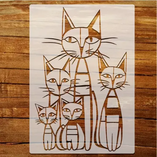 stencil plantilla reutilizable pet 30x21cms modelo gatos 0