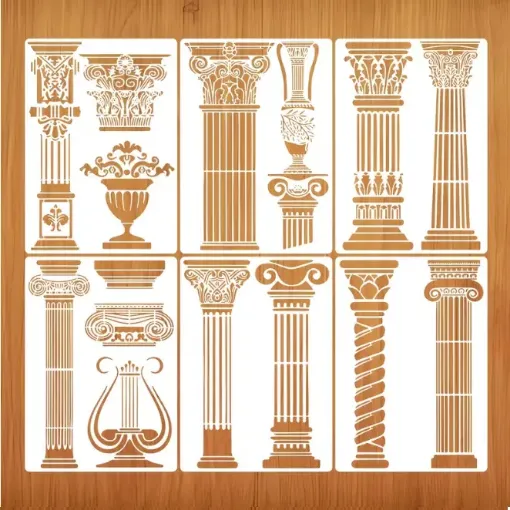 stencil plantilla reutilizable pet 30x21cms modelo columnas romanas por unidad varios motivos 0