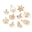 set 10 dijes colgantes metal enchapado 13 20mms color dorado claro strass x10 modelos 0